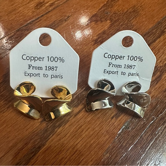 Jewelry - Non Tarnishing Gold and Silver Copper Earrings 2 Pairs NWT